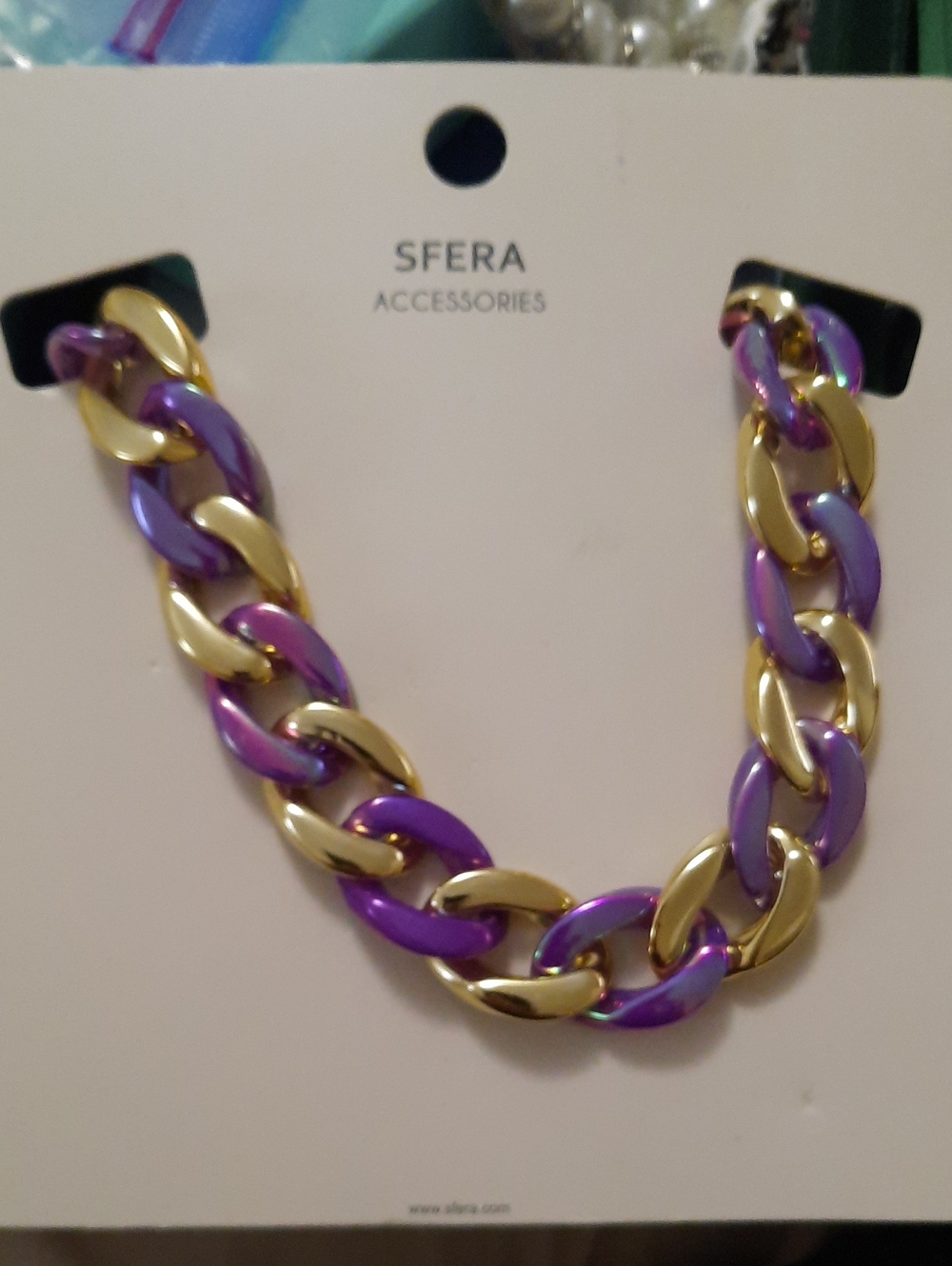 SFERRA Two-Tone Purple and Gold Link Necklace